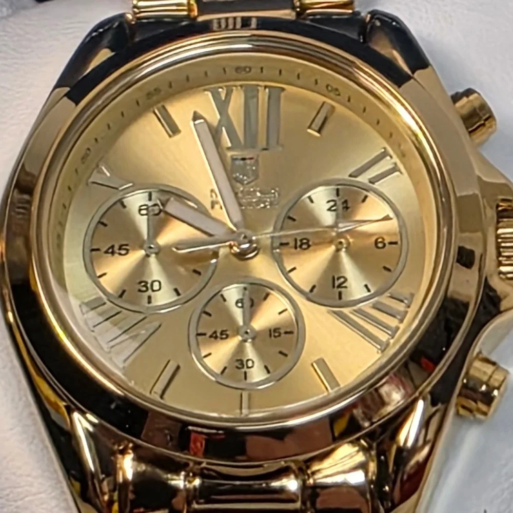 Montres Prestige MPW-0192 Womens Gold‎ Chronograph Watch Roman Numerals New